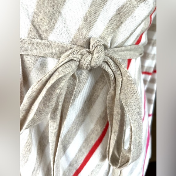 MOTH Anthropologie Women's s-m‎ Beige & pink striped knit cardigan sweater Hi-Lo - Picture 7 of 11